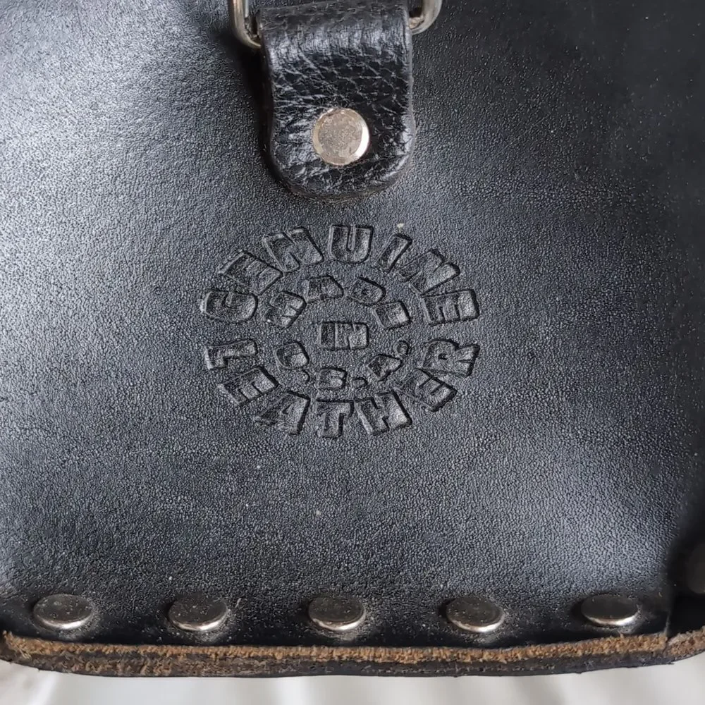 Vintage Harley-Davidson ♠️Black  Leather Silver Studded Biker Barrel Bag